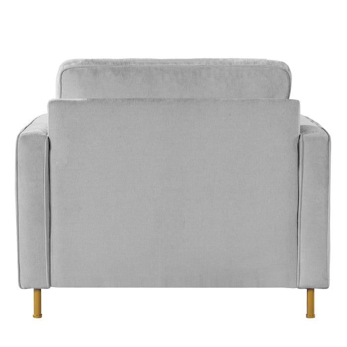 Accent Chair Upholstered Single Sofa With Square Arms, Sewn Pillow Back For Living Room