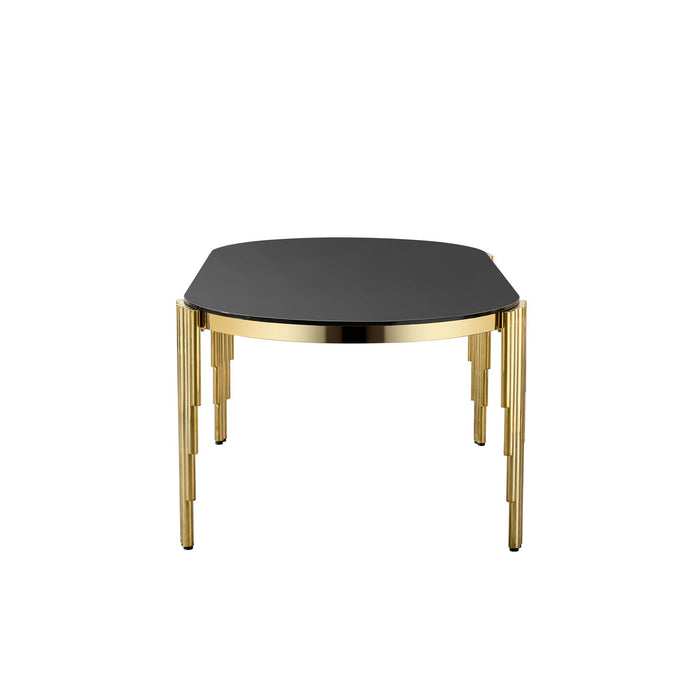 Oval Dining Table With Glass Top And Stainless Steel Base