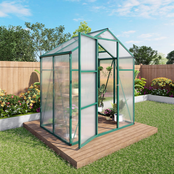 Polycarbonate Walk-In Greenhouse, Raised Base For Outdoor In All Season