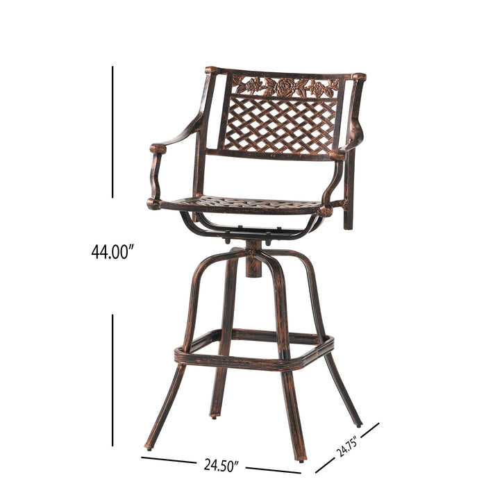 Cast Aluminum Swivel Bar Stool With Footrest - Copper