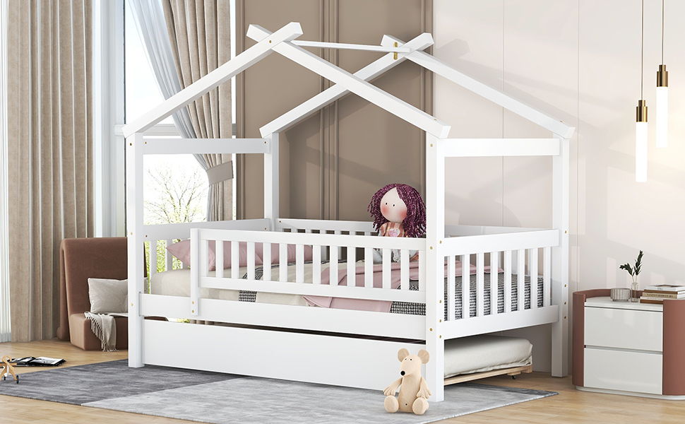 Creativity House Bed With Twin Size Trundle