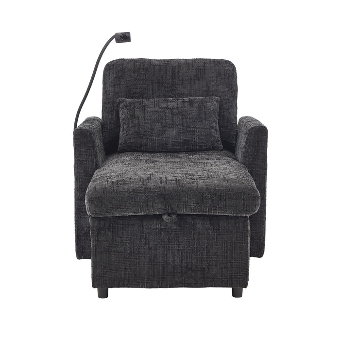 Multifunctional Chenille Recliner Sofa With Storage And Phone Bracket