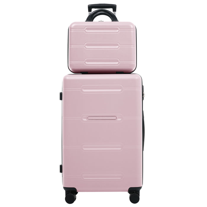 6 Piece Lightweight Hardshell Luggage Set With Double Spinner Wheels, Password Lock