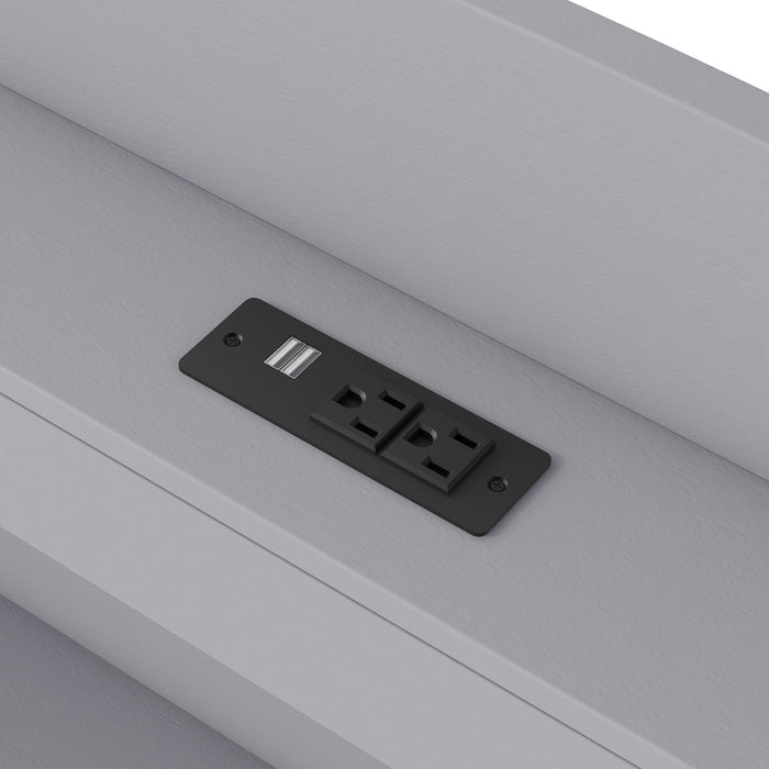 Platform Bed With LED Headboard, Charging Station, Trundle And 2 Drawers