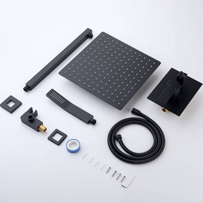 12" Ceiling Mount Shower System With Rain Mixer And Handheld Shower