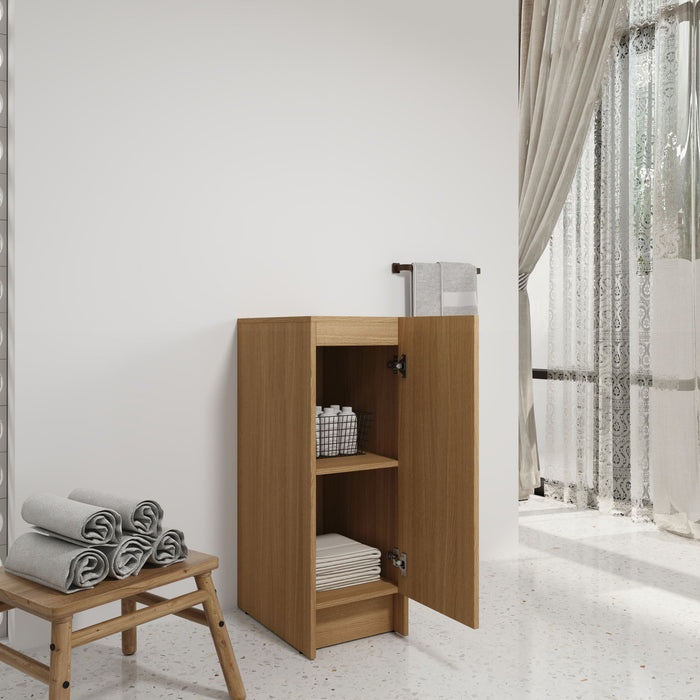 Slim Freestanding Bathroom Storage Cabinet - Light Oak