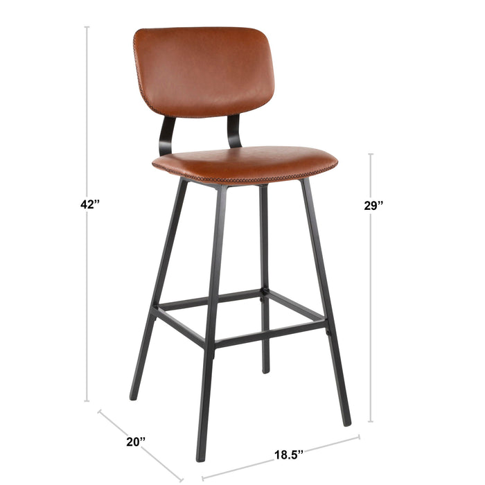 Foundry - Contemporary Barstool Zig Zag Stitching (Set of 2) - Black / Gray