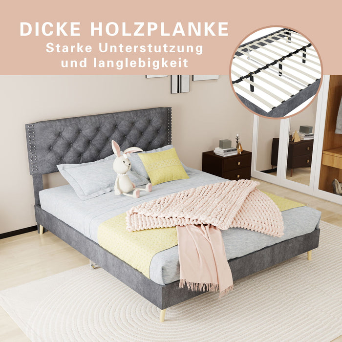 Upholstered Bed With Tufted Headboard