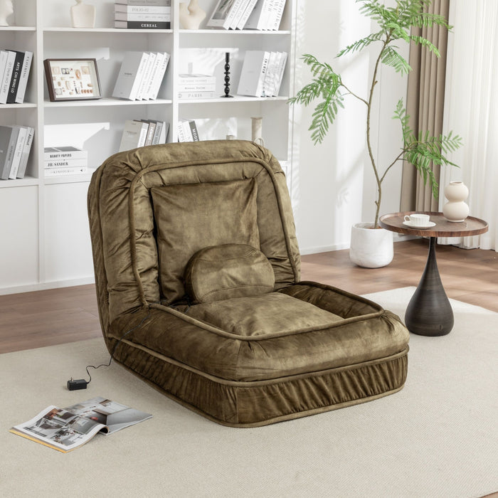 Upholstered Human Dog Bed And Pets, Bean Bag Floor Sofa With Massage Pillow, 5 Adjustable Positions & 2 Soft Pillows