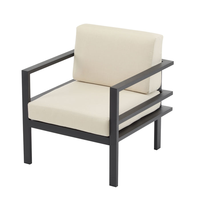 Modern Outdoor Lounge Chair With Aluminum Frame And Weather Resistant Cushions