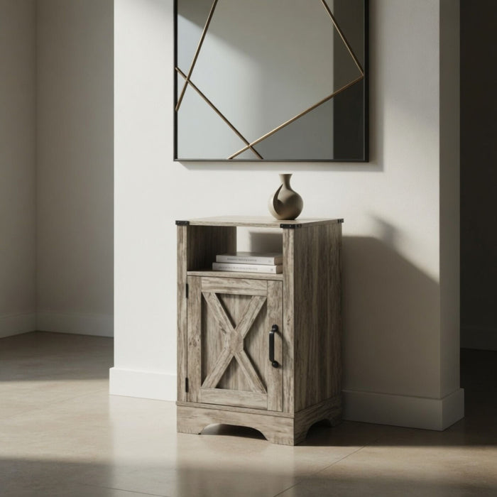 Farmhouse Nightstand, Charging Station & Storage