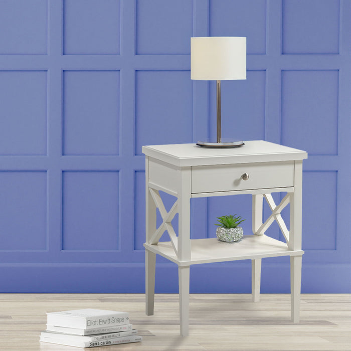 Madison - Nightstand With Open Shelf And Drawer And Decorative Side Panels