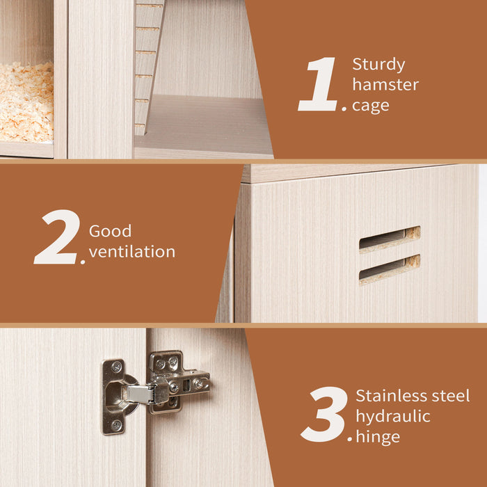 4 Tier Hamster Cage With Acrylic Windows And Storage Cabinet