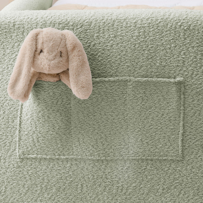 Cute Rabbit Ear Upholstered Platform Bed Frame With Safety Rail