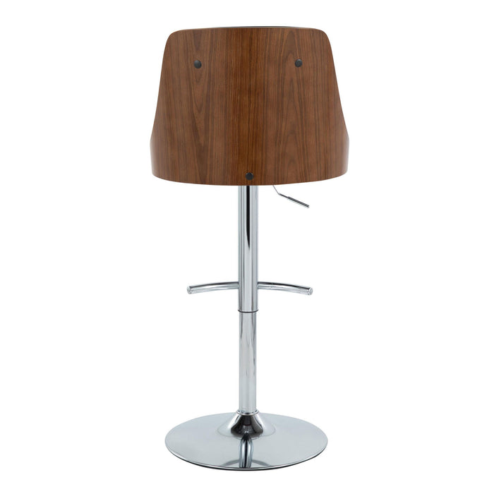 Gianna - Mid Century Modern Adjustable Barstool With Swivel With Rounded T Footrest (Set of 2)