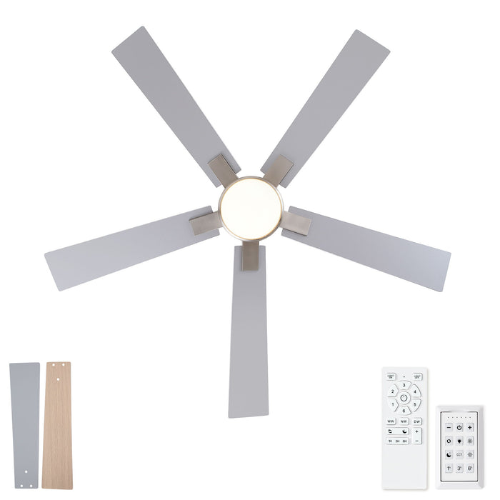 Low Profile Flush Mount Intergrated LED Ceiling Fan With Light And Reversible Quiet Motor
