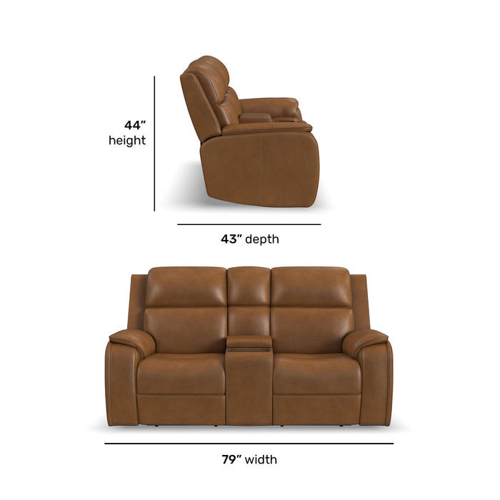 Ziggy - Power Reclining Loveseat With Console, Power Headrest, Lumbar, Heat & Massage