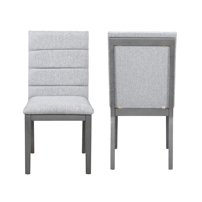 Tufted Upholstery Modern Dining Chairs (Set of 2) Sleek Comfort With Rubber Wood Frame - Gray / Oak