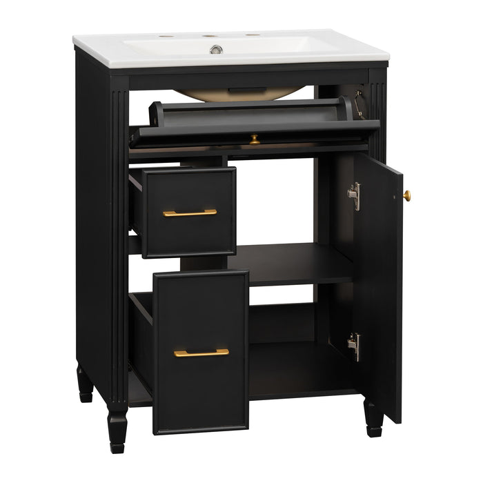Freestanding Bathroom Vanity With Sink, Soft Close Door, Tip Out Drawer