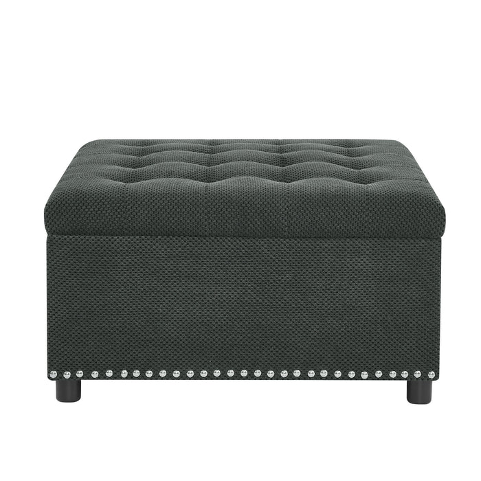 Square Tufted Storage Ottoman With Nailhead Trim
