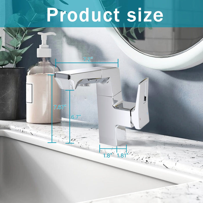 Modern Smart LED Bathroom Faucet With Temperature Digital Display And Pull Down Sprayer