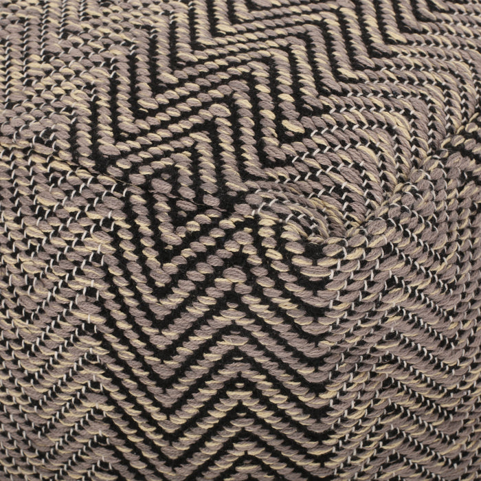 Barracuda - Handcrafted Cotton Pouf With Chevron Pattern - Brown / Beige