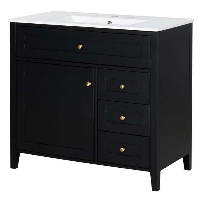 Bathroom Vanity With Sink, Cabinet With 3 Drawers And Adjustable Shelf