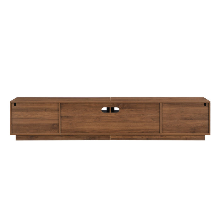 TV Stand With 2 Drawers, Doors & Cable Management, Soft Closing Hinges - Walnut