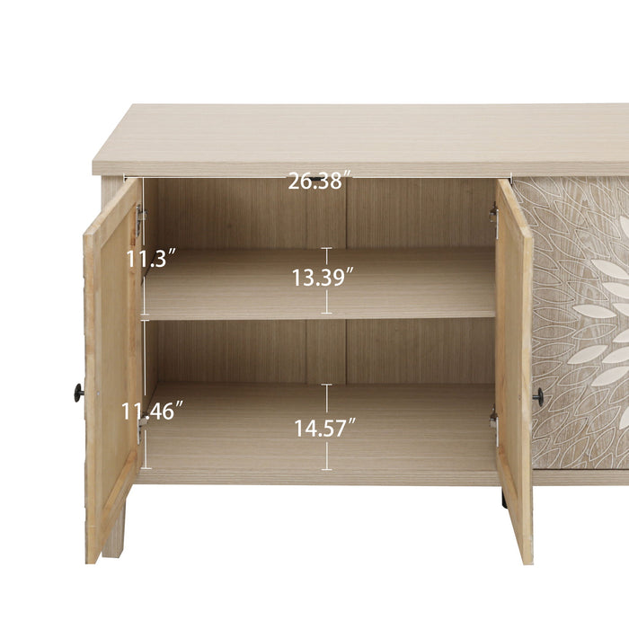 Modern Storage Cabinet With 4 Doors & Adjustable Shelves