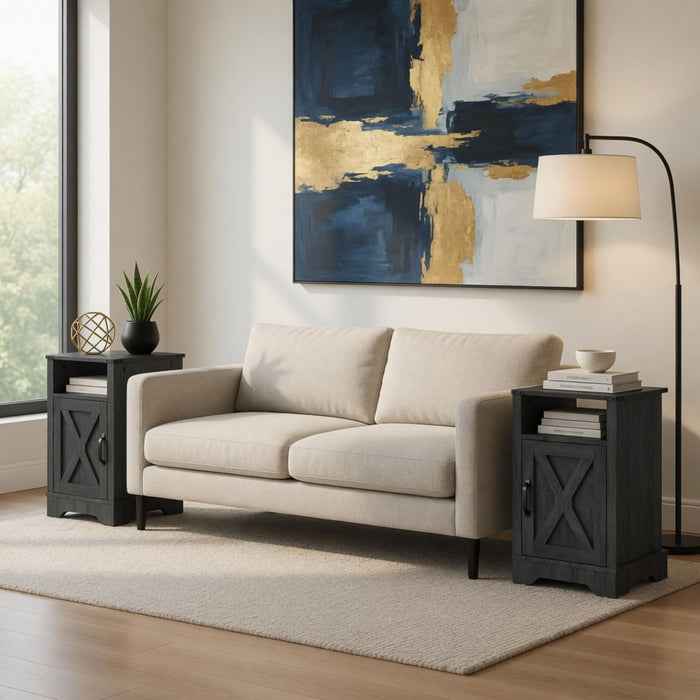 Farmhouse Nightstand, Charging Station & Storage