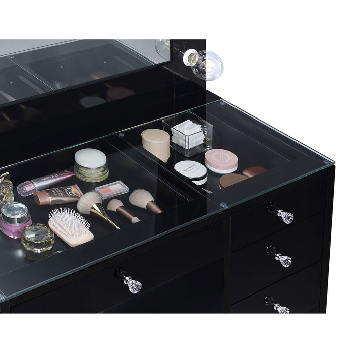 Fern - 7 Drawer Vanity Set With Mirror And Globe Lights