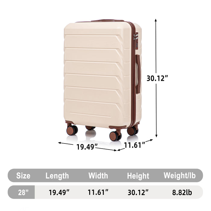 Hard Shell Luggage With Scratch Resistant Surface, 4 Wheels, Combination Lock & Side Hooks