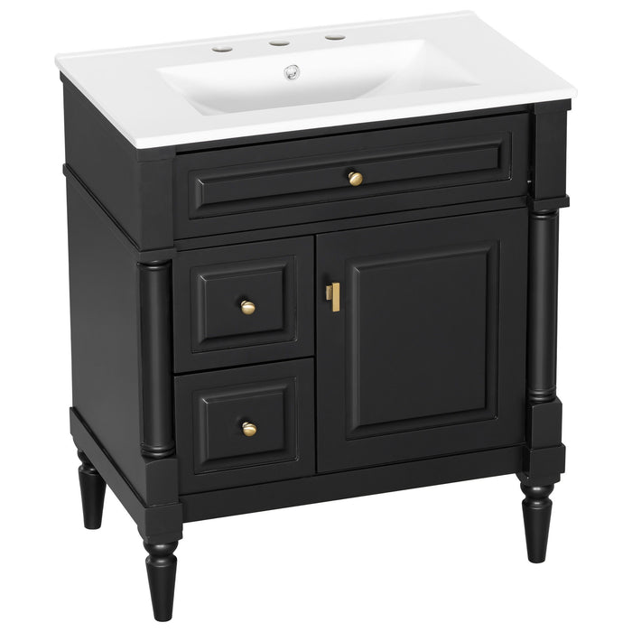 Modern Bathroom Vanity With Sink, Freestanding Cabinet With Flip Drawer & Adjustable Shelf