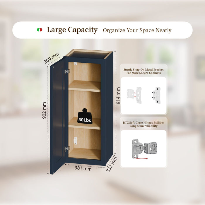 Shaker Wall Cabinet With 2 Adjustable Shelves