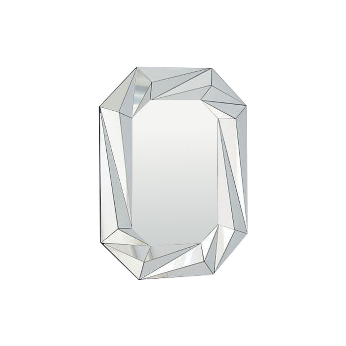 Diamond Shaped Wall Mirror With Beveled Edge Frameless Design - Silver