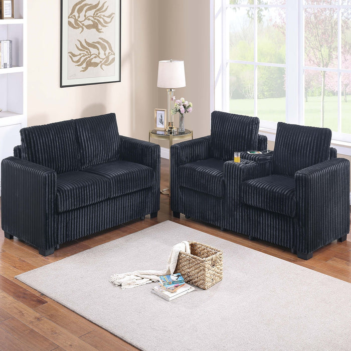 Modern Style 2 Piece Sofa Set With Cup Holders & Charging Port
