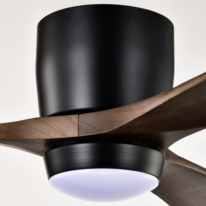 Flush Mount Blades Ceiling Fan With Lights Remote Control, Quiet DC Motor, 6 Speed, Reversible Ceiling Fan For Living Room - Matte Black