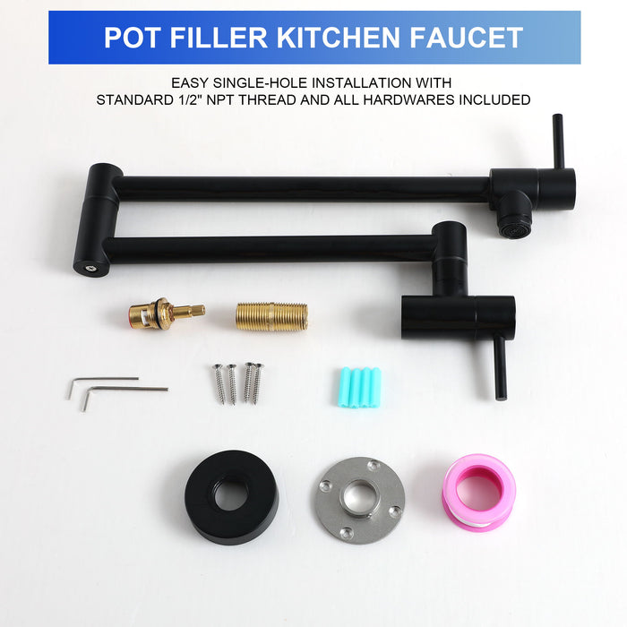 Modern Design Pot Filler Faucet Wall Mount Kitchen Sink, Folding Stretchable