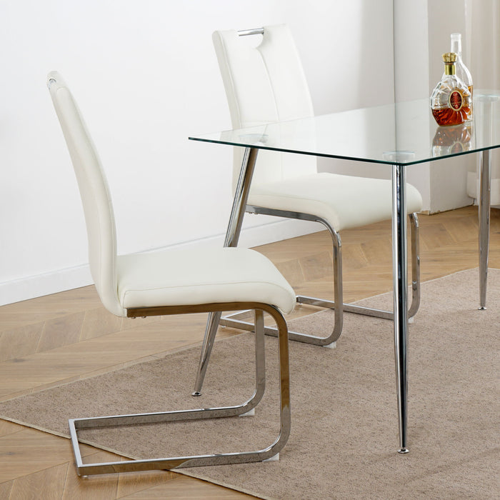 Modern Dining Chairs With Padded Seat And Metal Legs