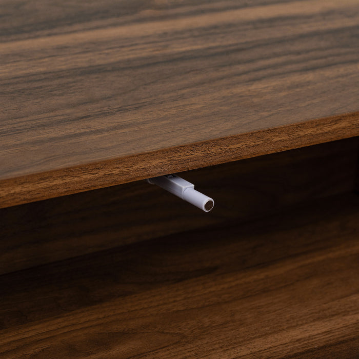 TV Stand With 2 Drawers, Media Console Table For TVs Up To 80'' For Living Room - Walnut