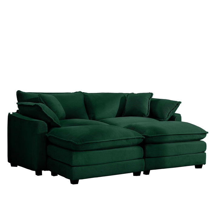 Modern Modular Cushion Sofa With Ottoman, Low Back, Deep Seating Sofa Set
