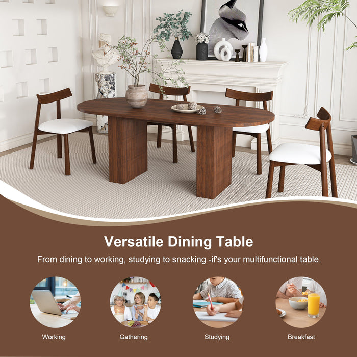 Oval Dining Table Set For 6 With 4 Chairs - Walnut