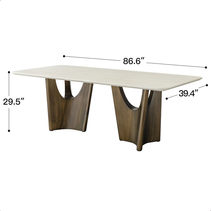 Dining Table - Beige / Bronze Golden
