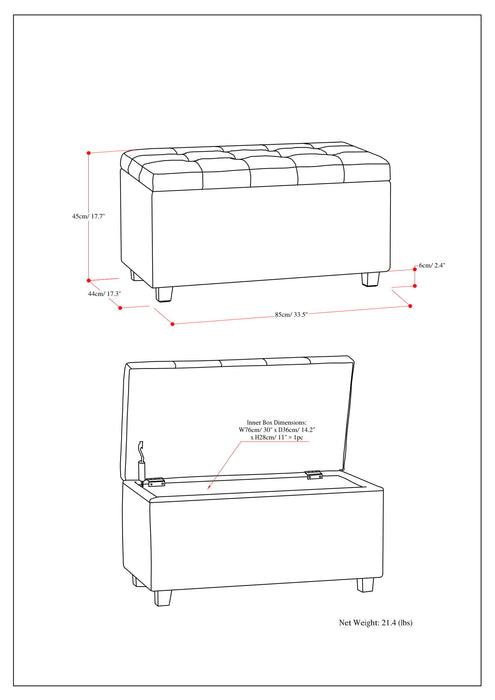 Cosmopolitan - Storage Ottoman - Chocolate Brown