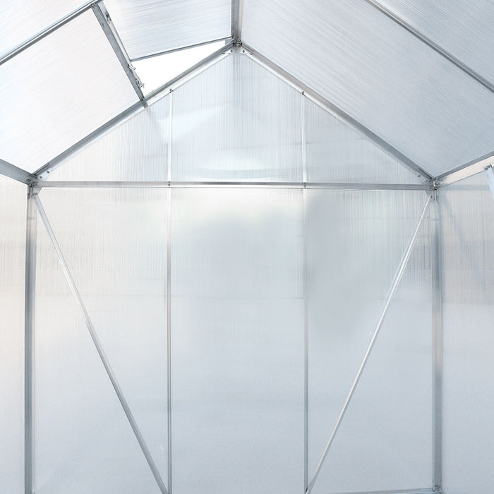 Polycarbonate Greenhouse, Heavy Duty Outdoor Aluminum Walk-In Green House Kit With Rain Gutter, Vent And Door For Backyard Garden