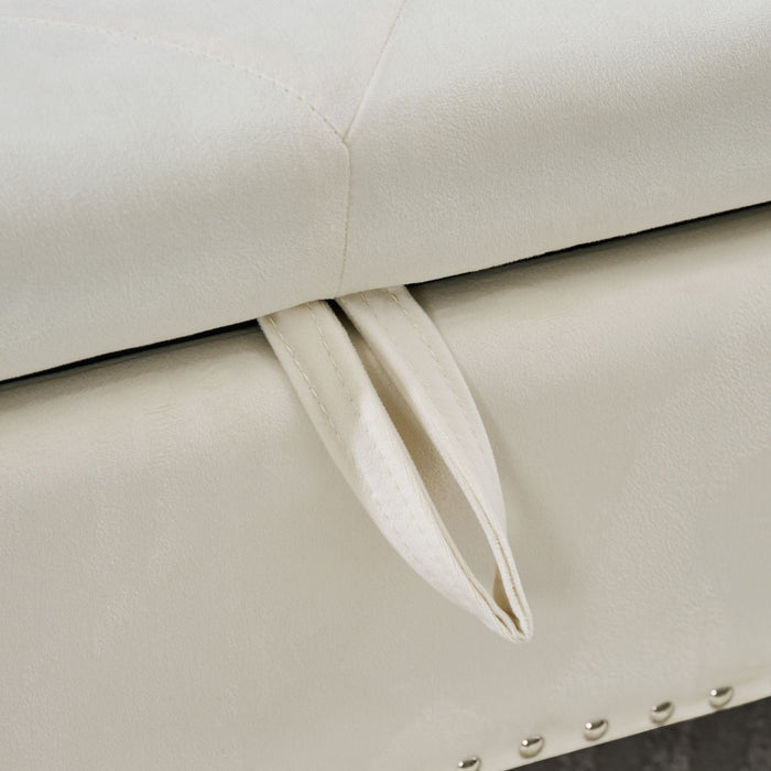 Storage Bench With Crystal Buttons And 1 Pillow For Bedroom