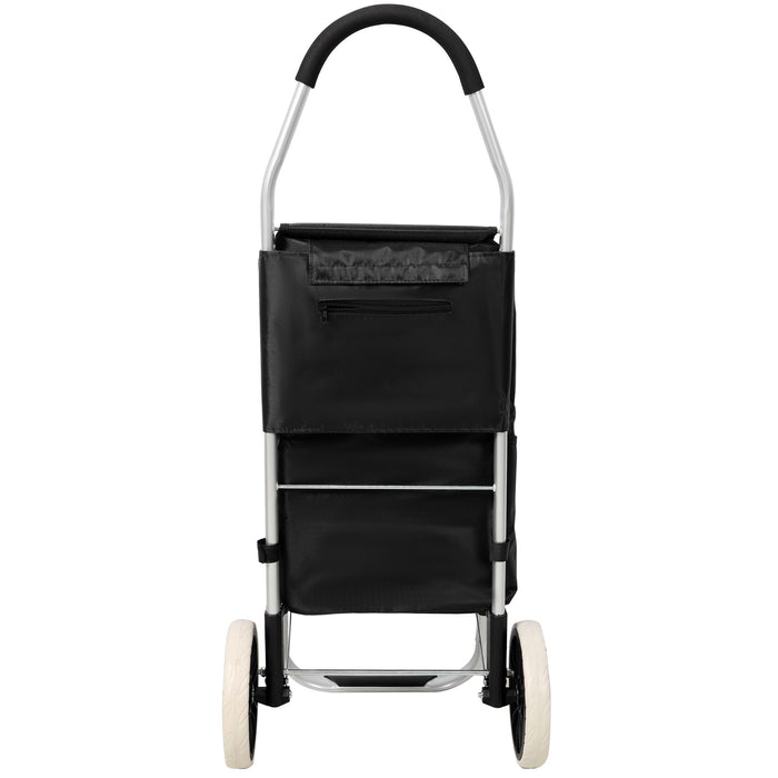 Foldable Shopping Trolley With Wheels And Removable Waterproof Bag - Black