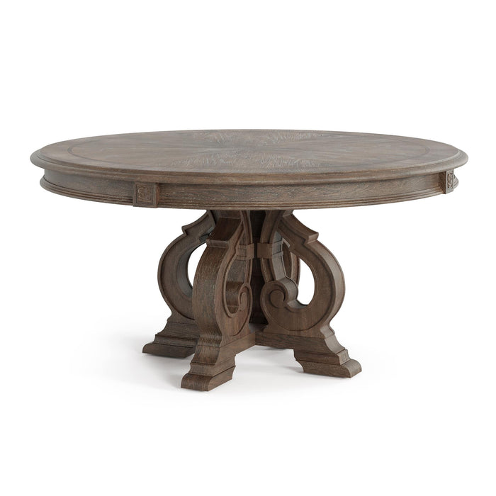 Round Dining Table With Pedestal Base - Natural / Rustic