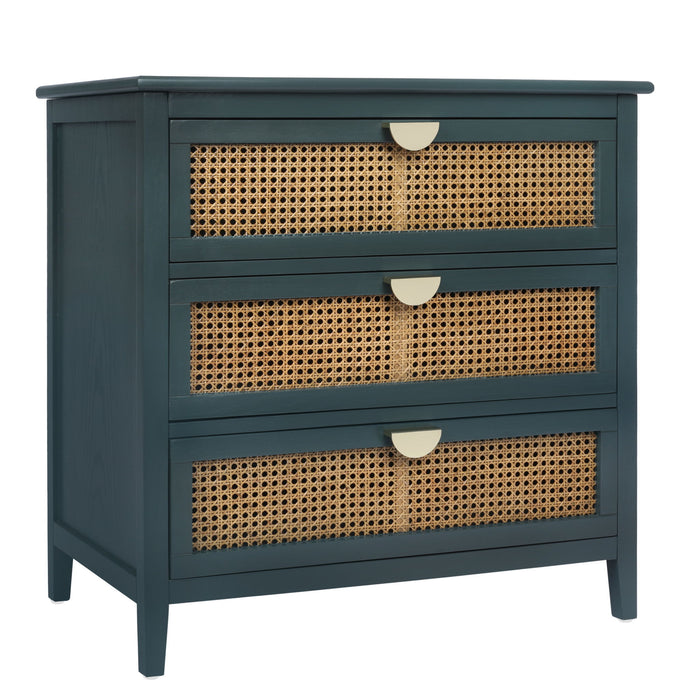 3 Drawer Cabinet, Natural Rattan, American Furniture