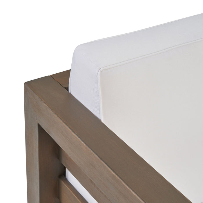 Outdoor Acacia Wood Patio Chair With Fabric Cushion